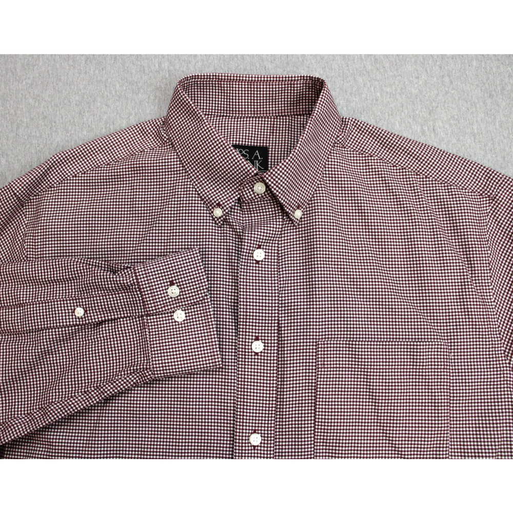 Jos A Bank Shirt Mens Size Large 100% Cotton Check Button-Down